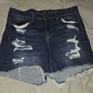 Judy Blue Dark Wash Distressed Denim Shorts